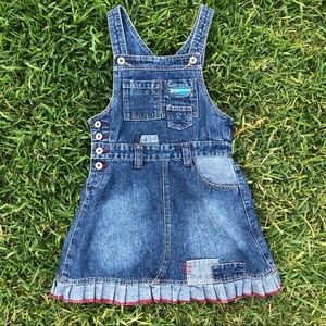 Denim overall dress for girls